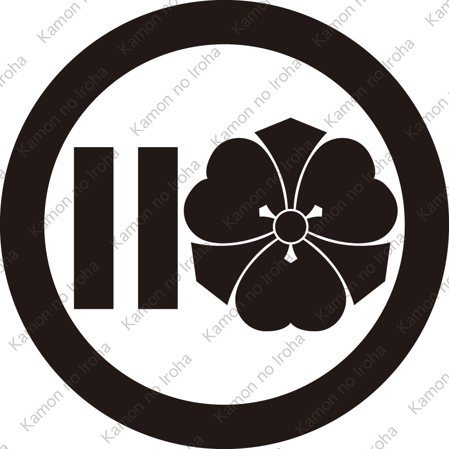 丸に竪二つ引きに剣片喰紋