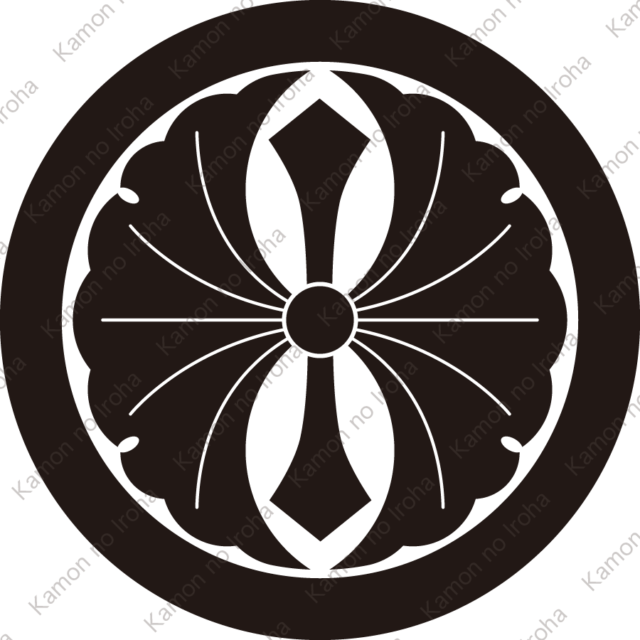 丸に竪二つ剣銀杏紋