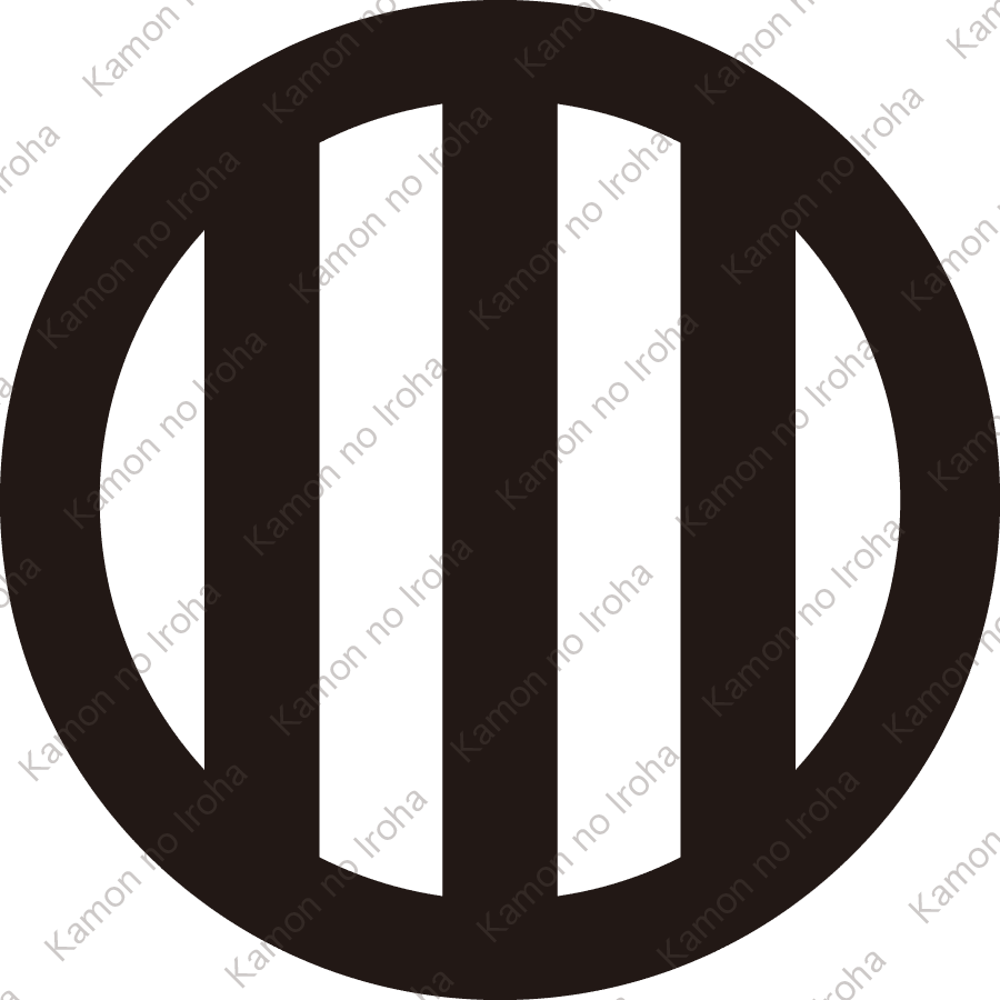 丸に竪三つ引き紋