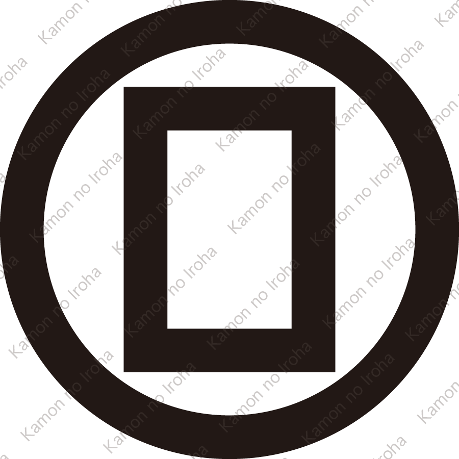 丸に竪垂れ角紋