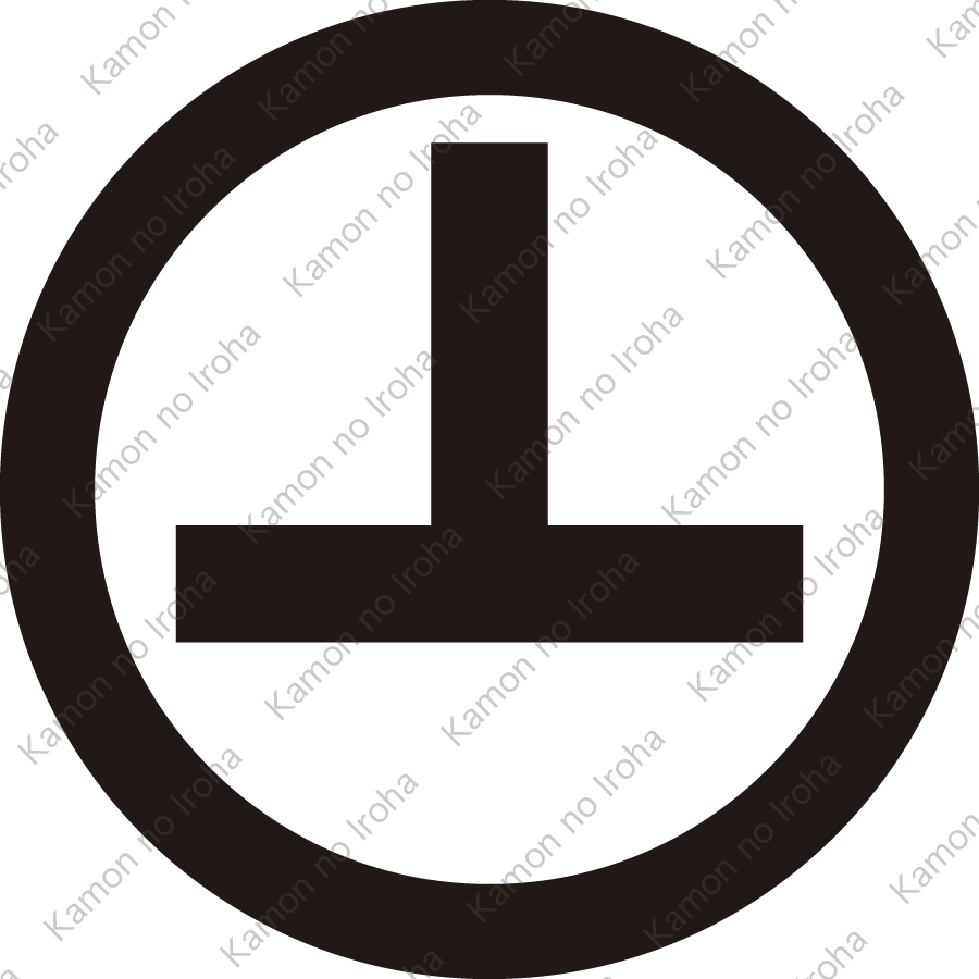 丸に竪付き一つ引き紋