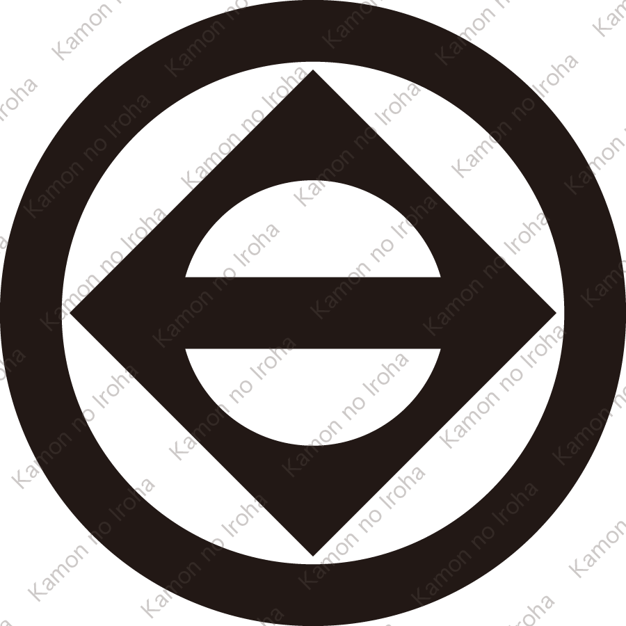 丸に鉄砲角に一つ引き紋