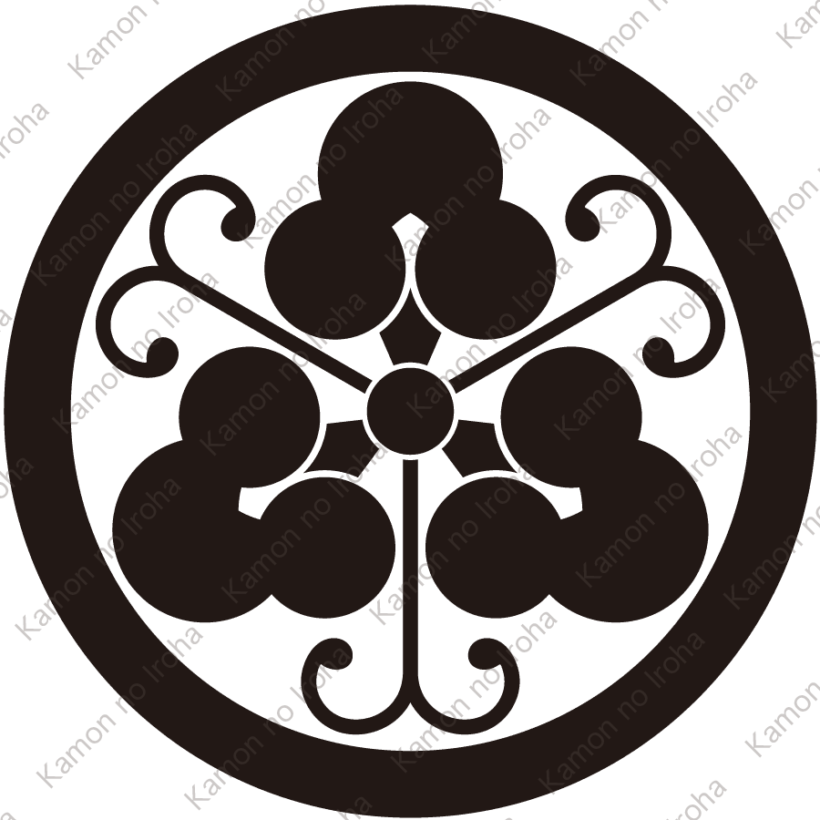 丸に三つ蔓洲浜紋