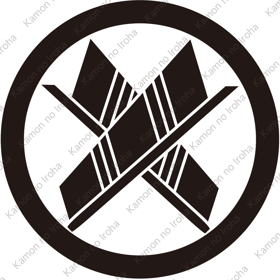 丸に割り違い矢紋