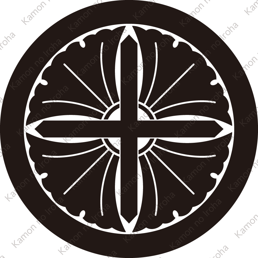 丸に四つ銀杏に十字剣紋