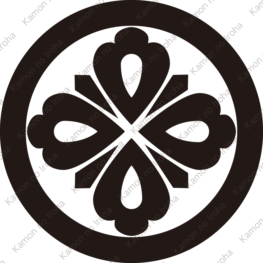 丸に四つ目形剣花角紋