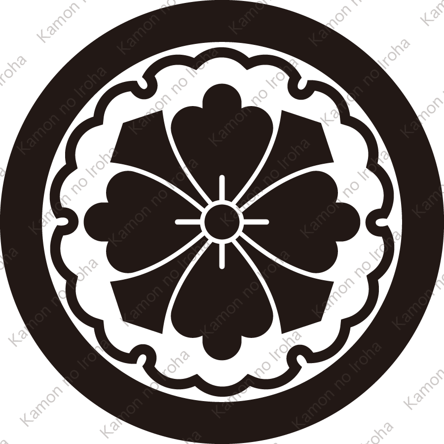 丸に雪輪に剣花角紋