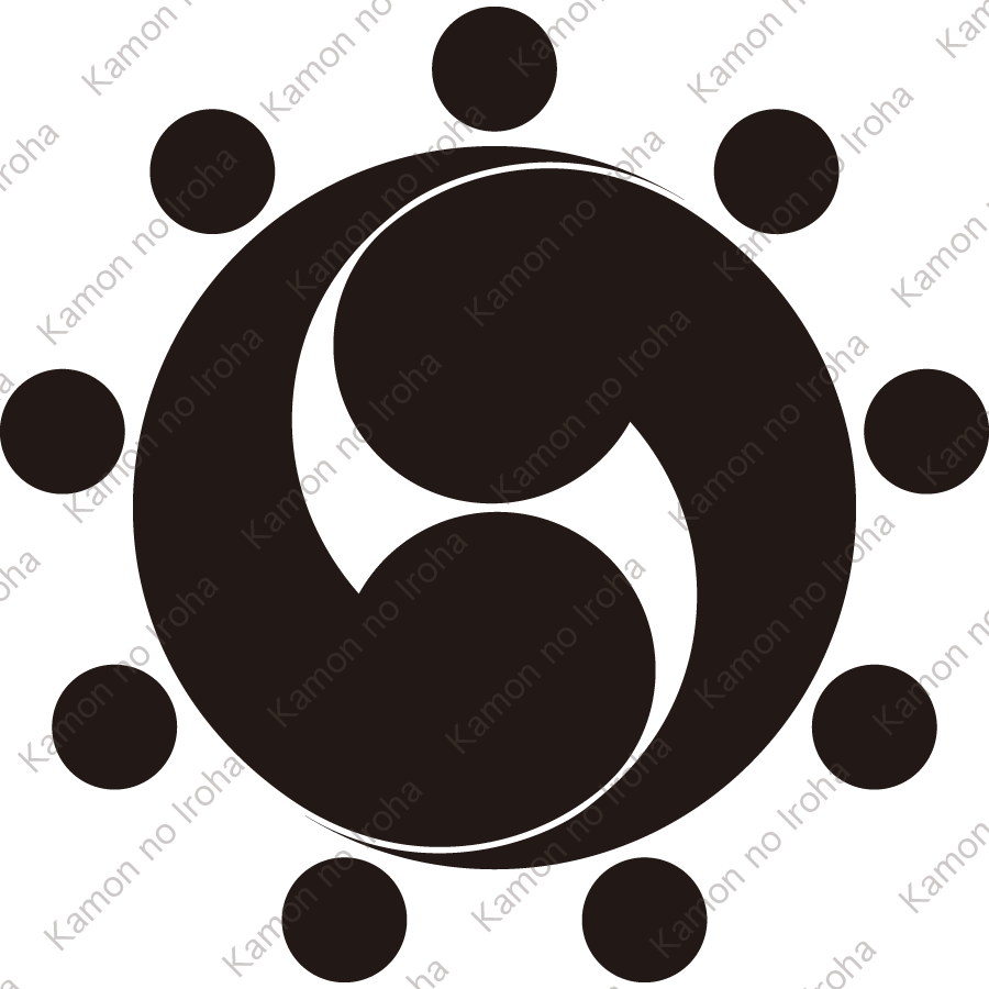 右二つ巴に八つ星紋