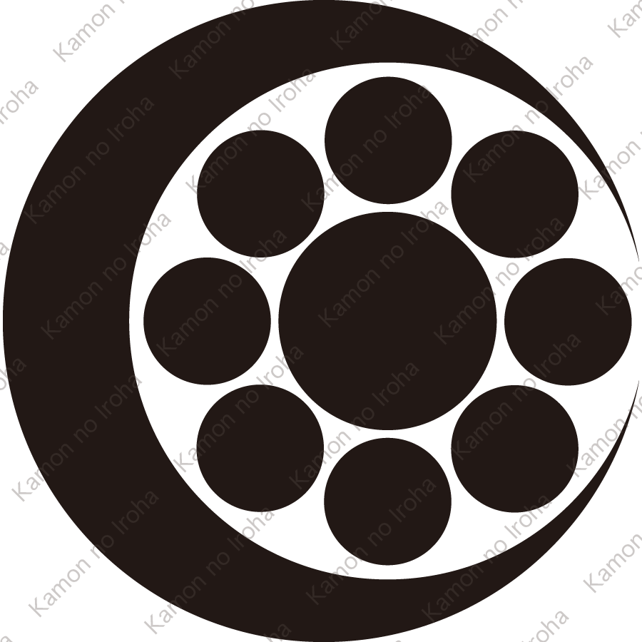 右向き月に九曜紋