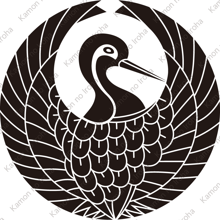 右向き鶴の丸紋