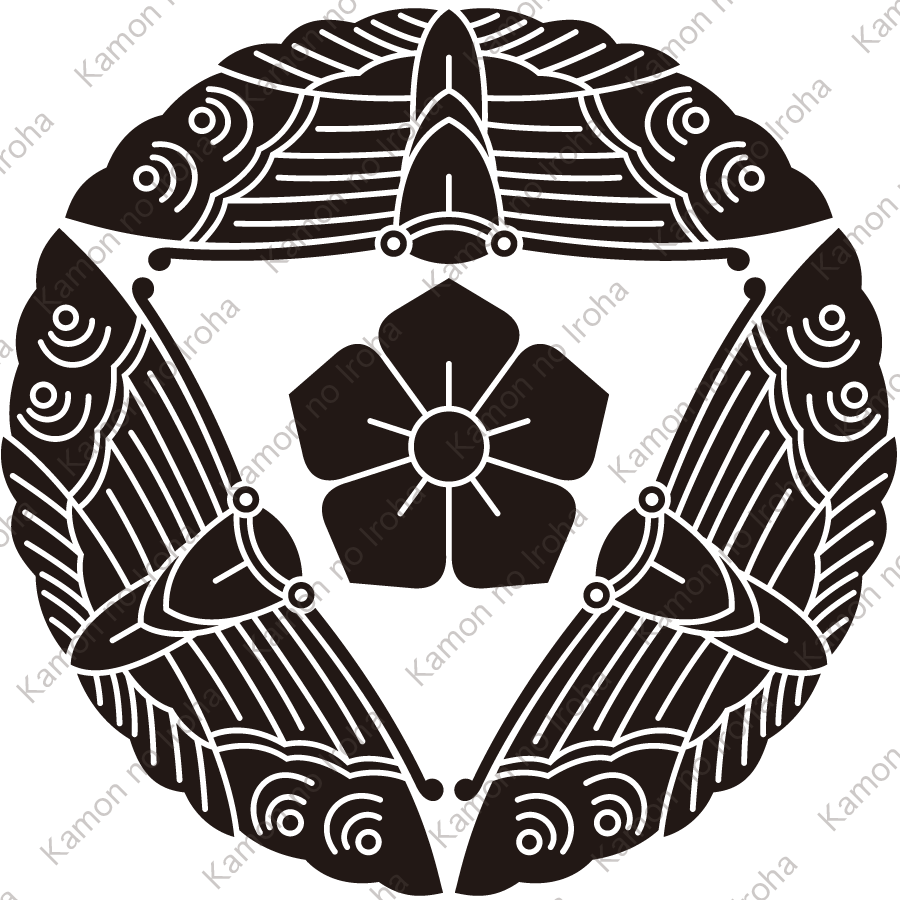 三つ蝶に桔梗紋