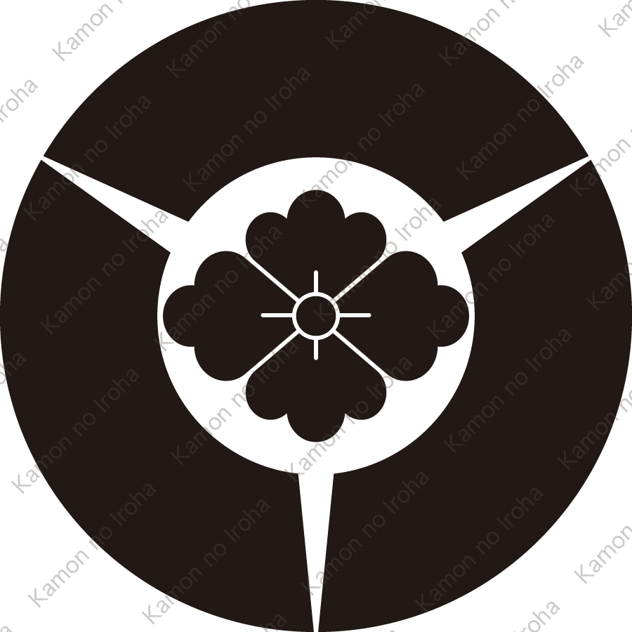 三つ地紙に花菱紋