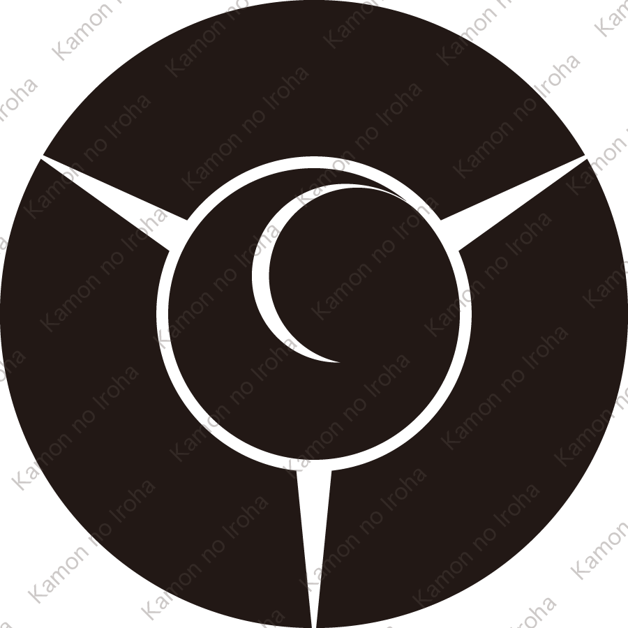 三つ地紙に一つ巴紋