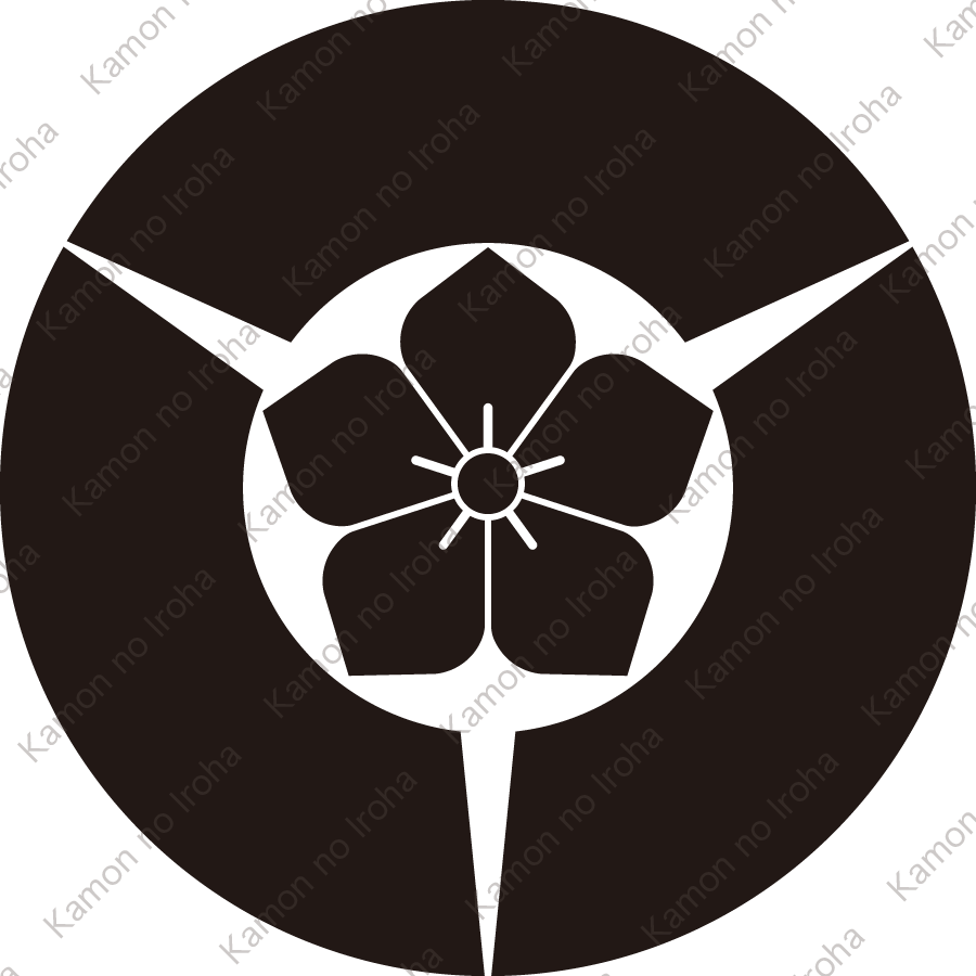 三つ地紙に桔梗紋