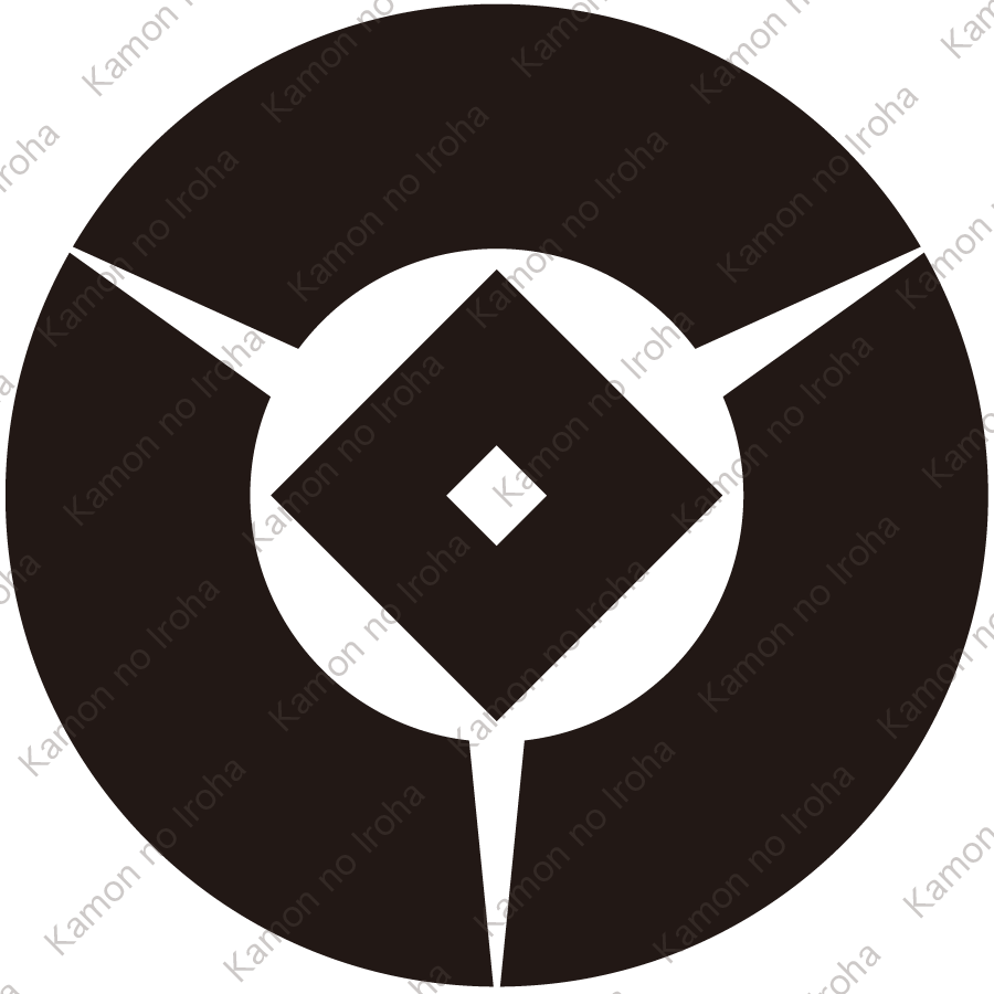 三つ地紙に釘抜紋