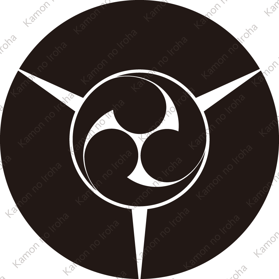 三つ地紙に三つ巴紋