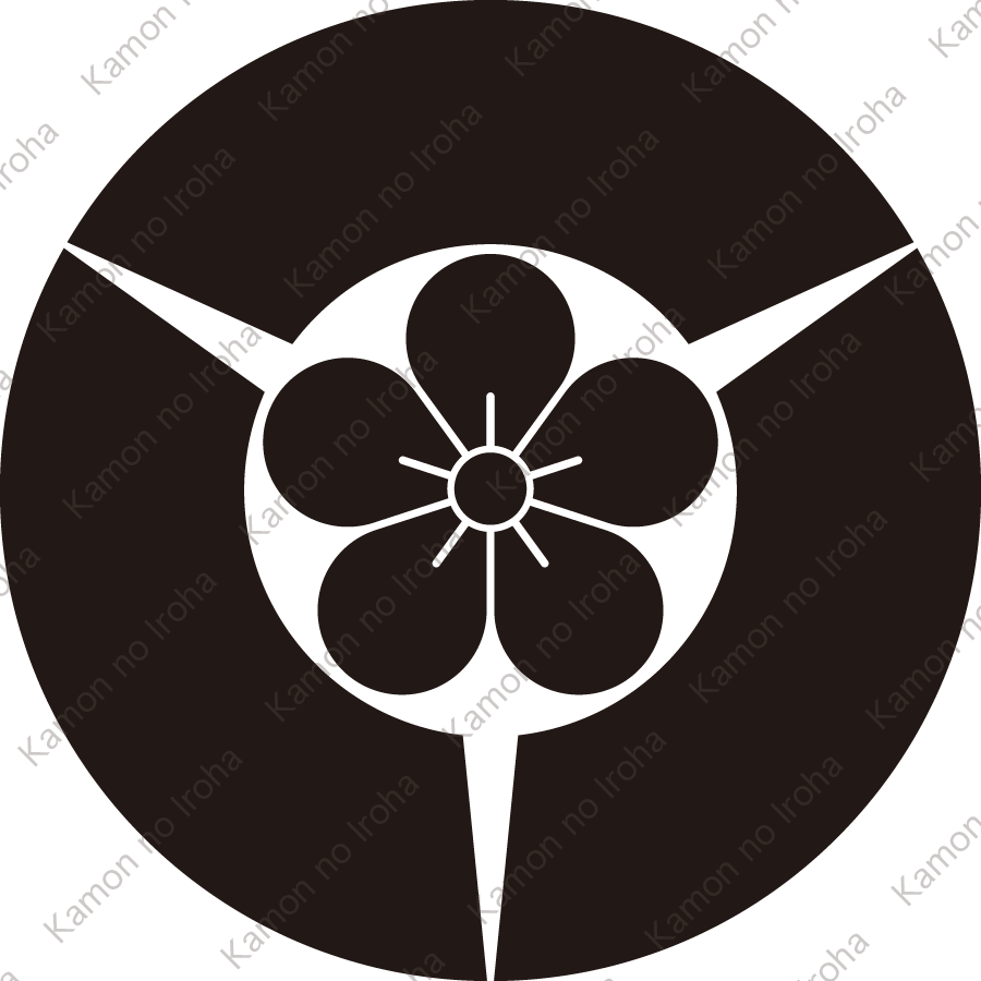 三つ地紙に梅の花紋