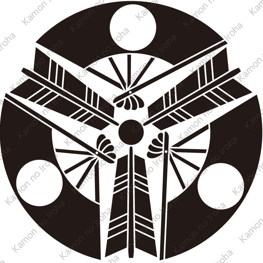 三つ日の丸扇に三本矢紋