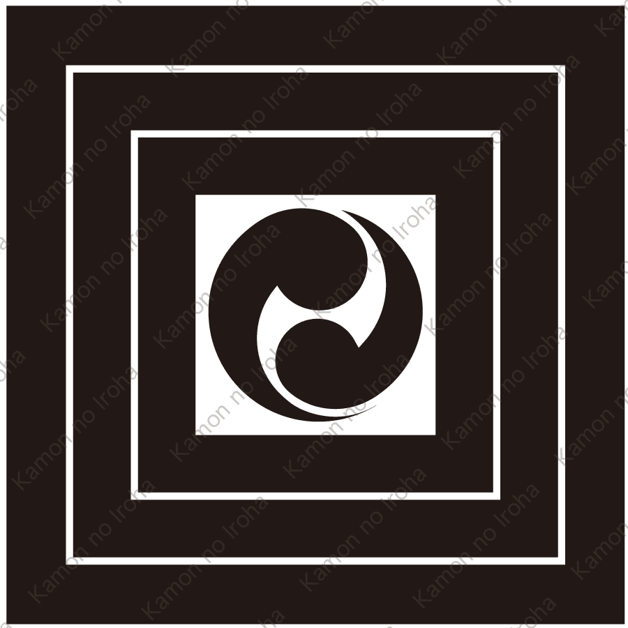 三つ入れ枡に二つ巴紋