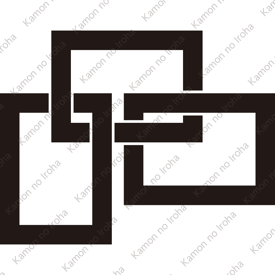 三つ組み垂れ角紋