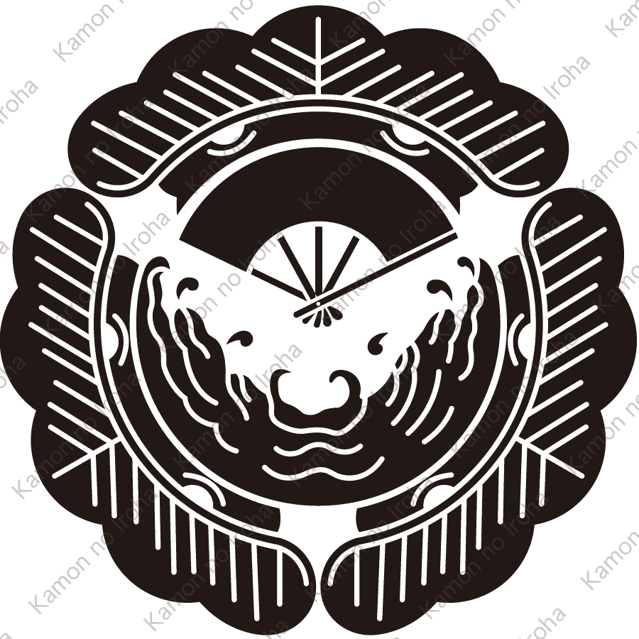 三つ松に波に扇紋