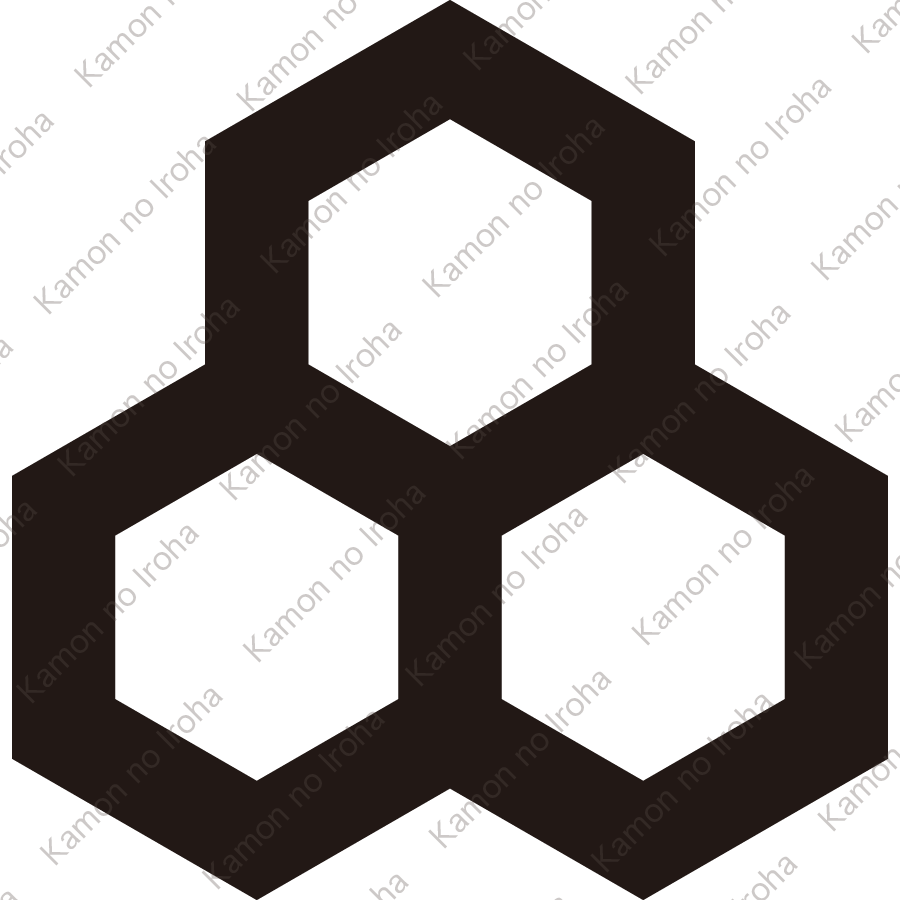 三つ持ち合い一重亀甲紋