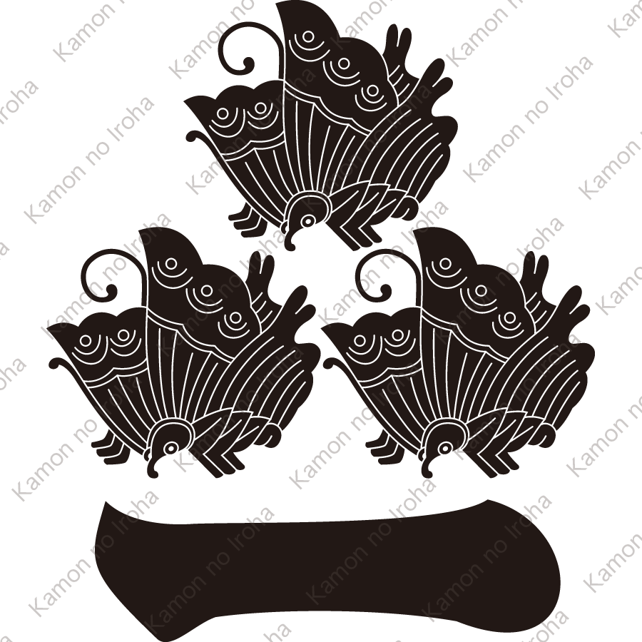 三つ盛り揚羽蝶に一文字紋