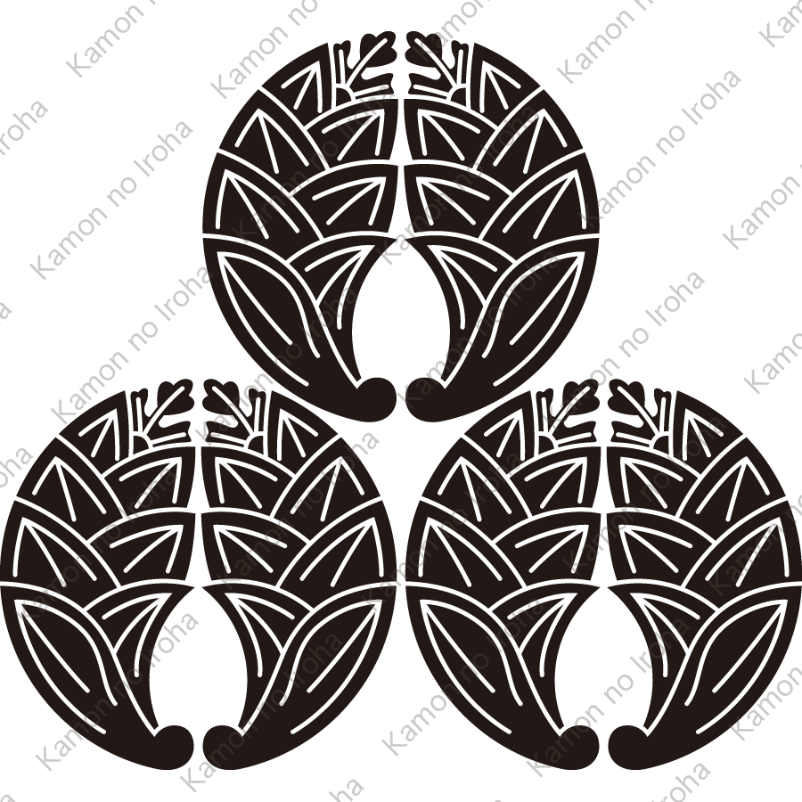 三つ盛り抱き茗荷紋