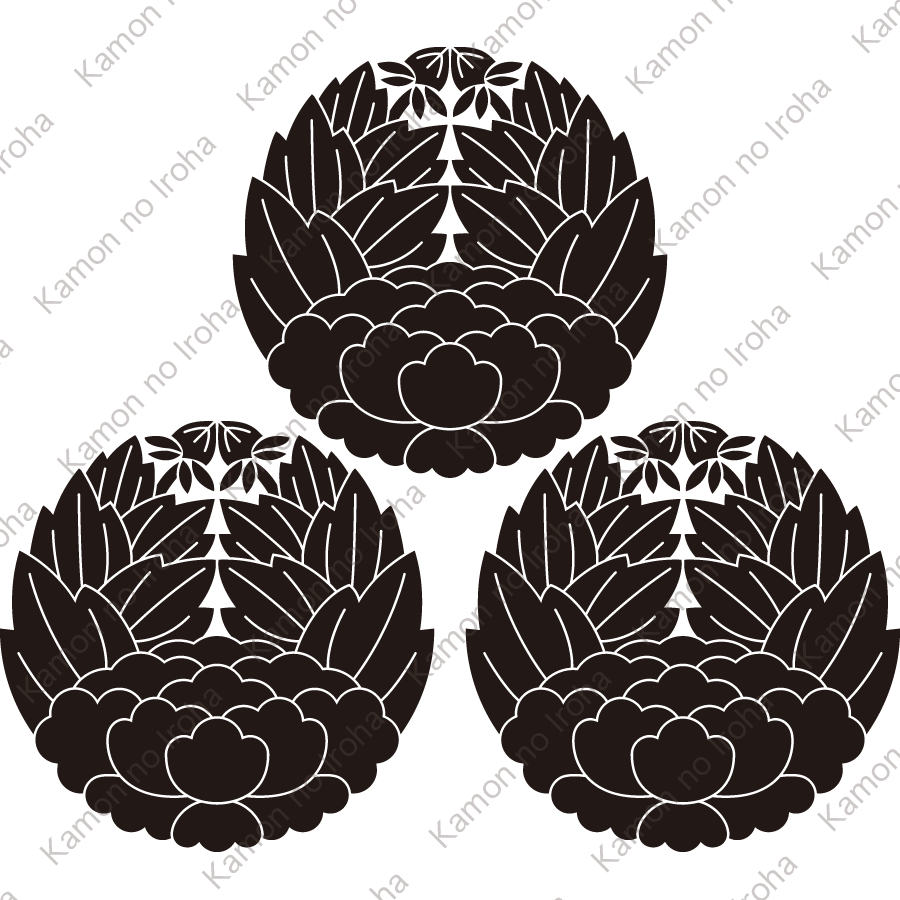 三つ盛り杏葉牡丹紋