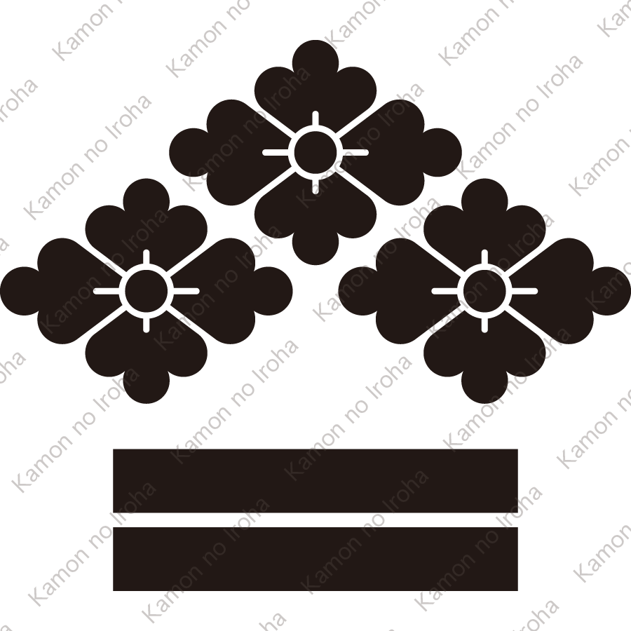 三つ盛り花菱に二つ引き紋