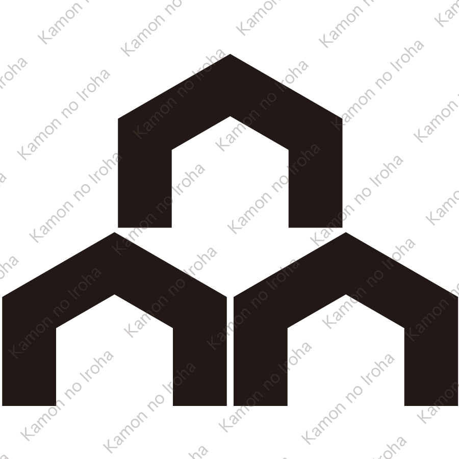 三つ盛り一重割り亀甲崩し紋