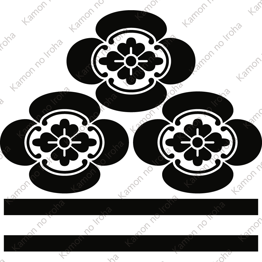 三つ盛り木瓜に二つ引き紋