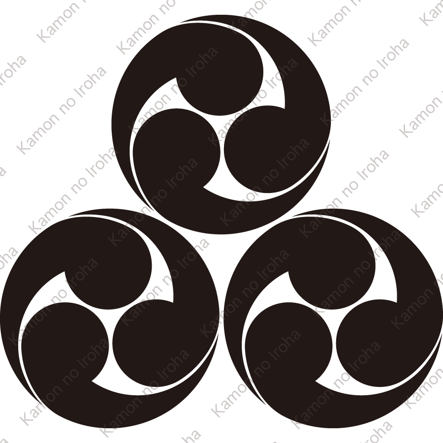 三つ盛り三頭右巴紋