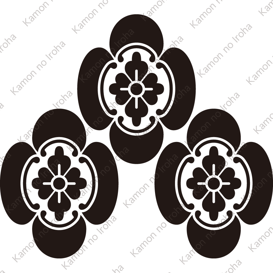 三つ盛り竪木瓜紋