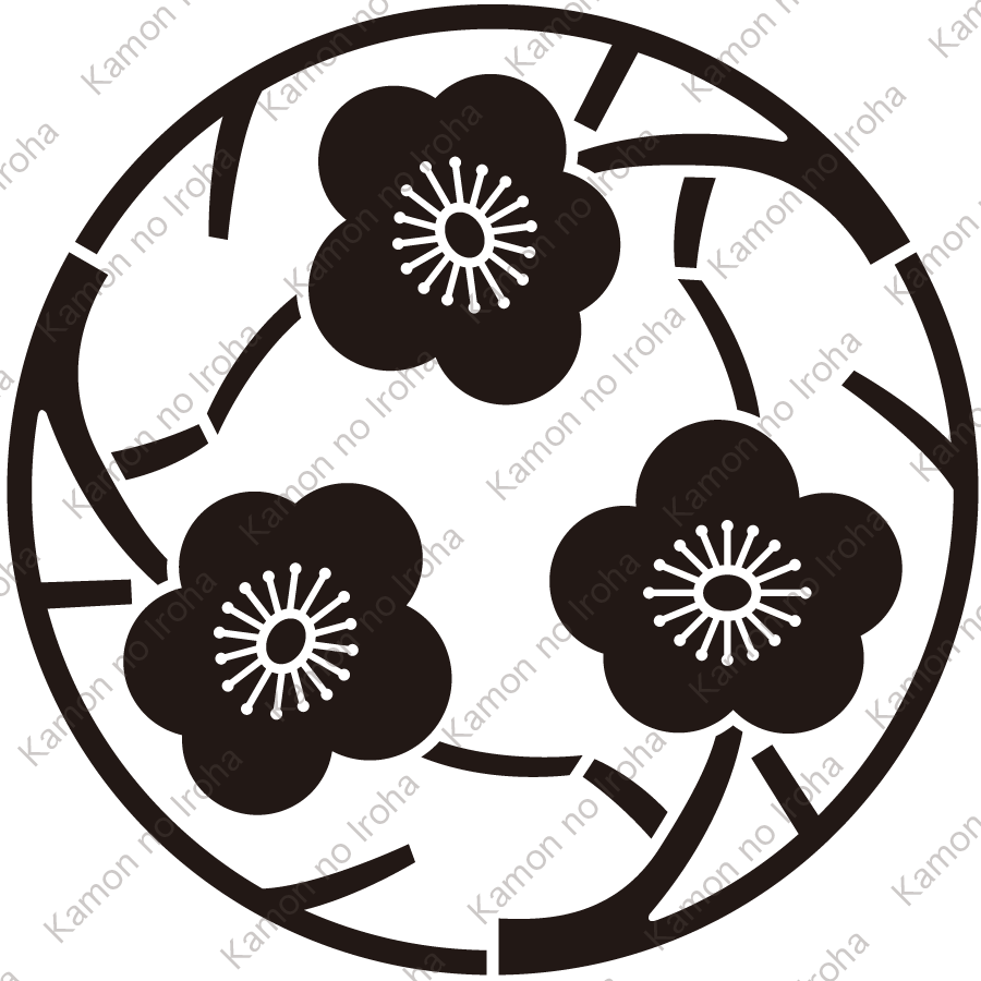 三つ追い枝梅の丸紋