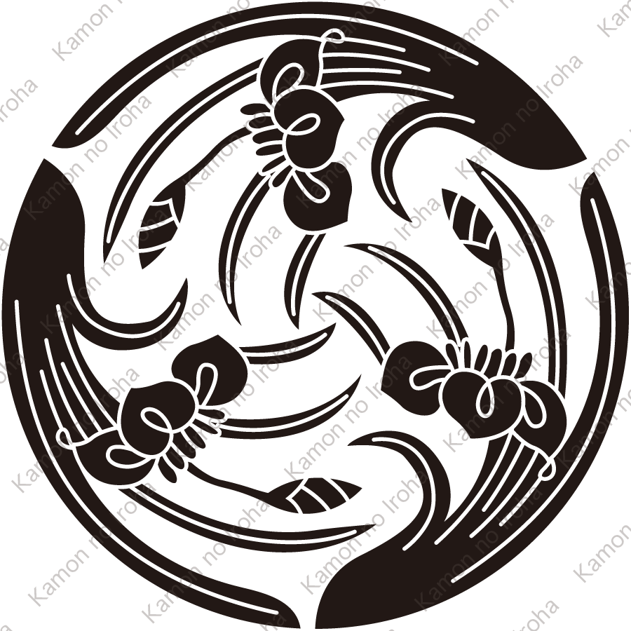 三つ追い杜若紋