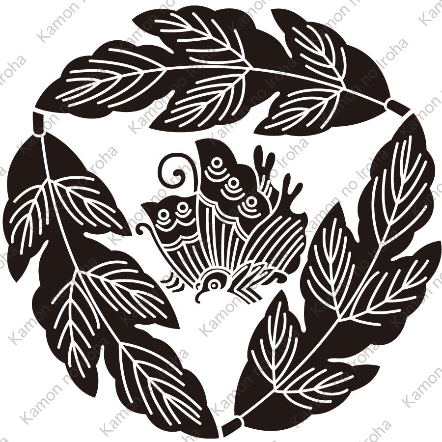 三つ追い菊の葉に揚羽蝶紋