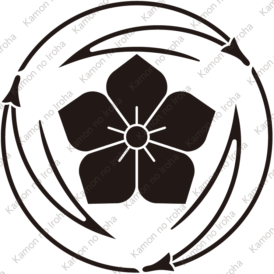 三つ追い折れ松葉に桔梗紋