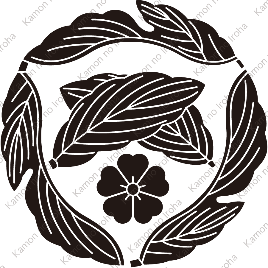 三つ追い割り菊の葉に違い柏に桜紋