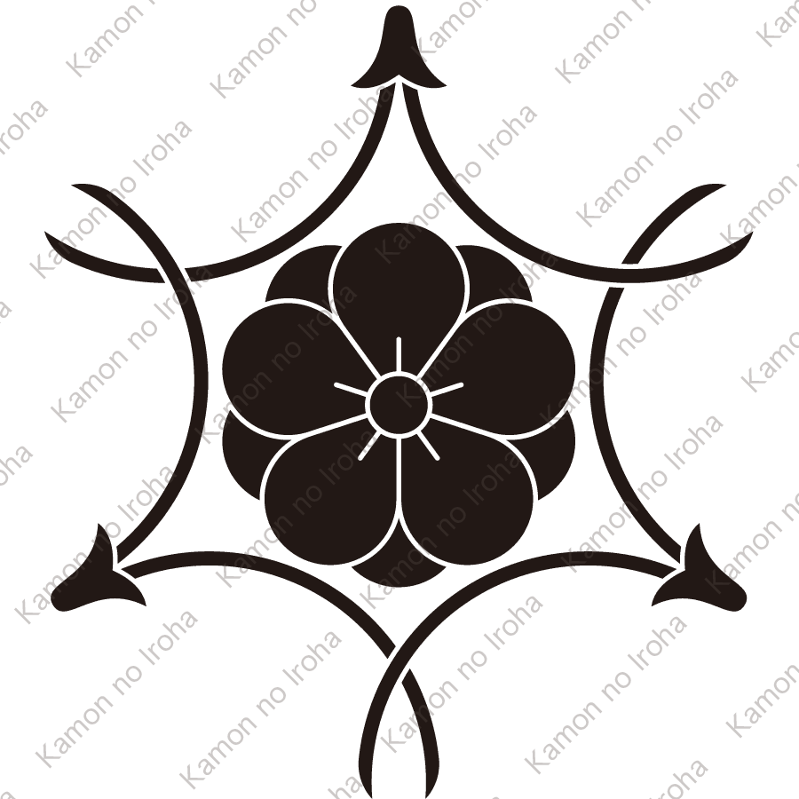 三つ繋ぎ松葉に八重梅紋