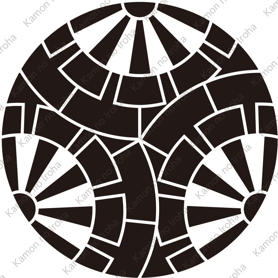 三つ割り重ね源氏車紋