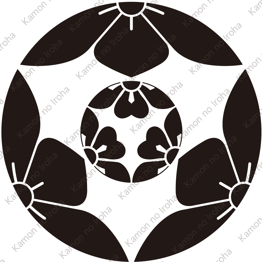 三つ割り桔梗に三つ割り片喰紋