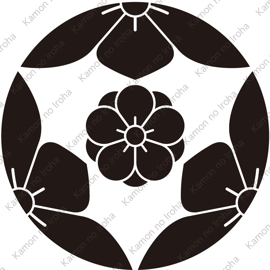 三つ割り桔梗に八重梅紋