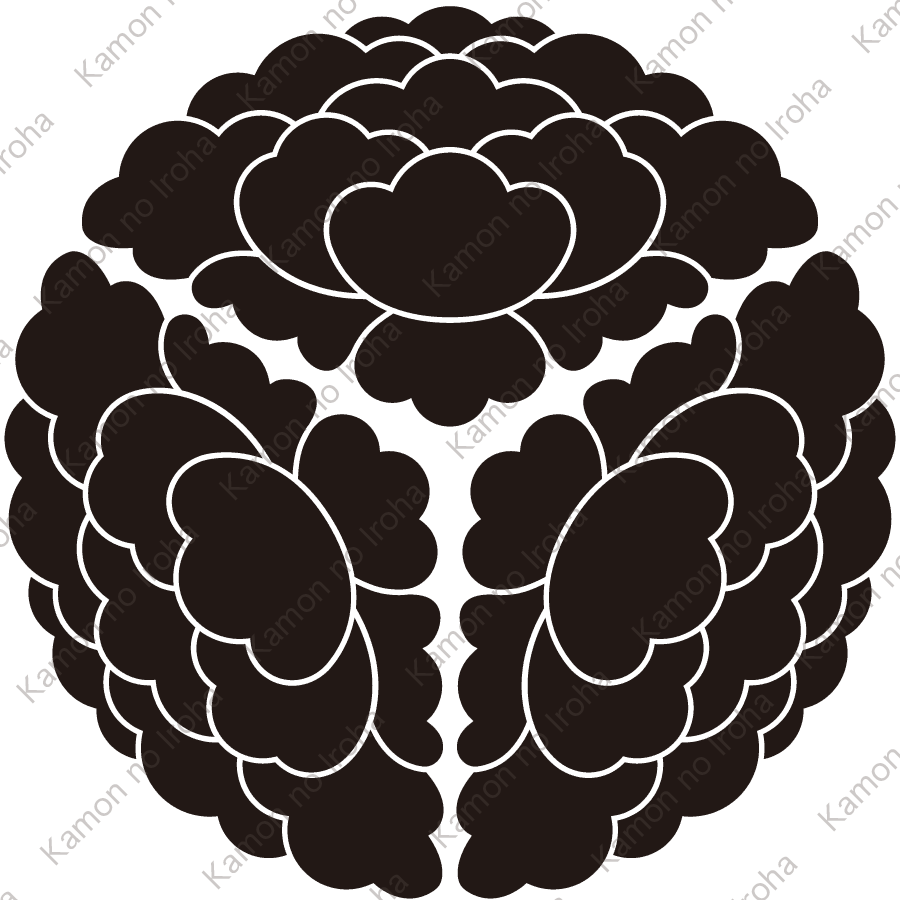 三つ落ち牡丹紋