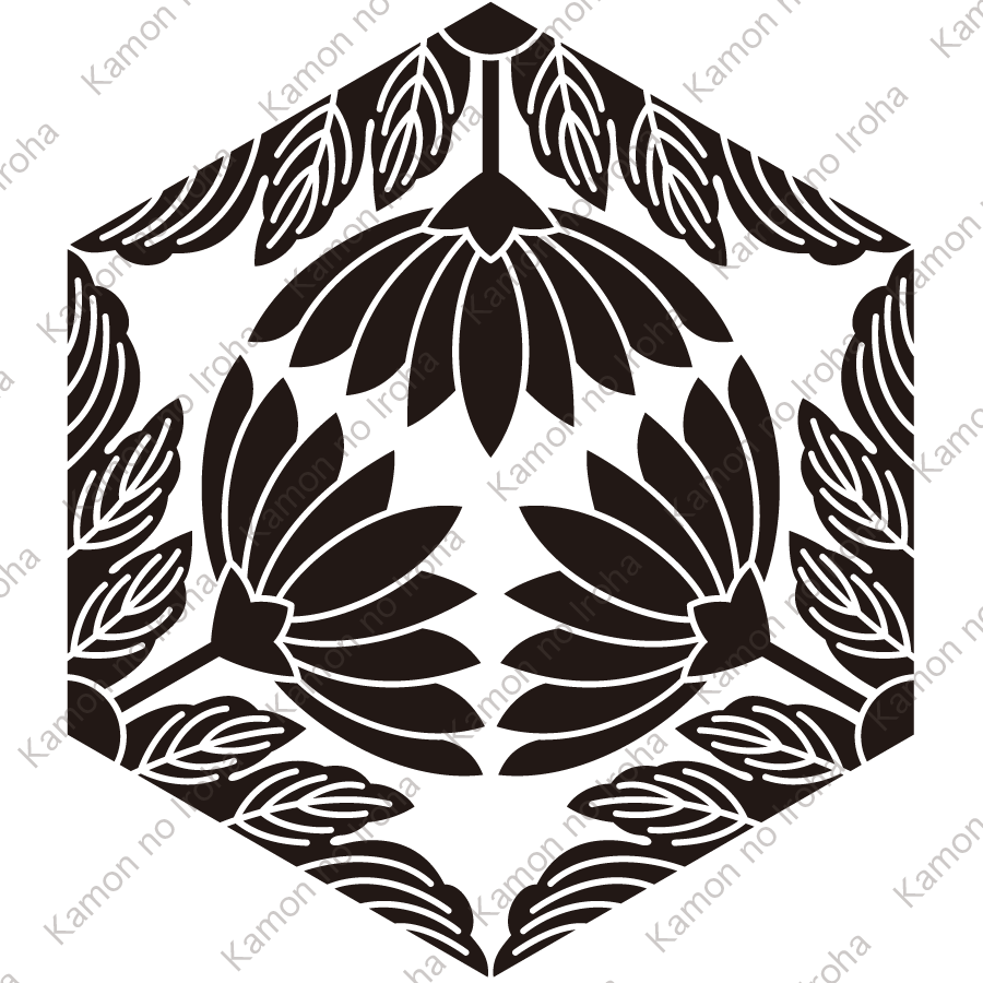 三つ割り六角葉菊紋