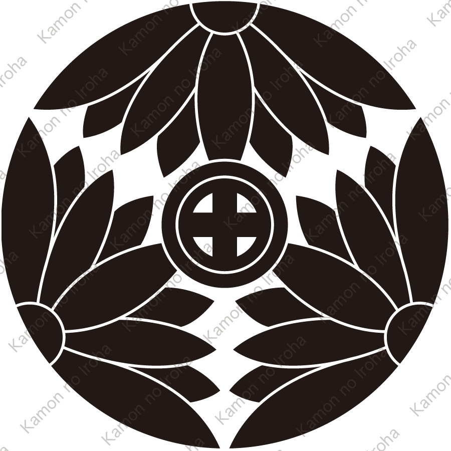 三つ割り八重鬼菊に轡紋