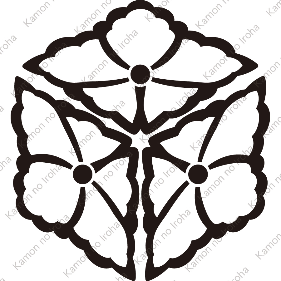 三つ寄せ中陰蔦菱紋