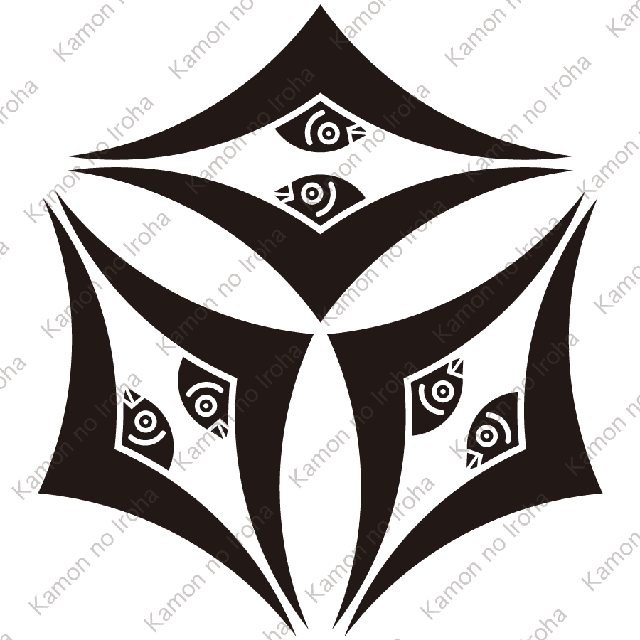 三つ寄せ対い雁金菱紋