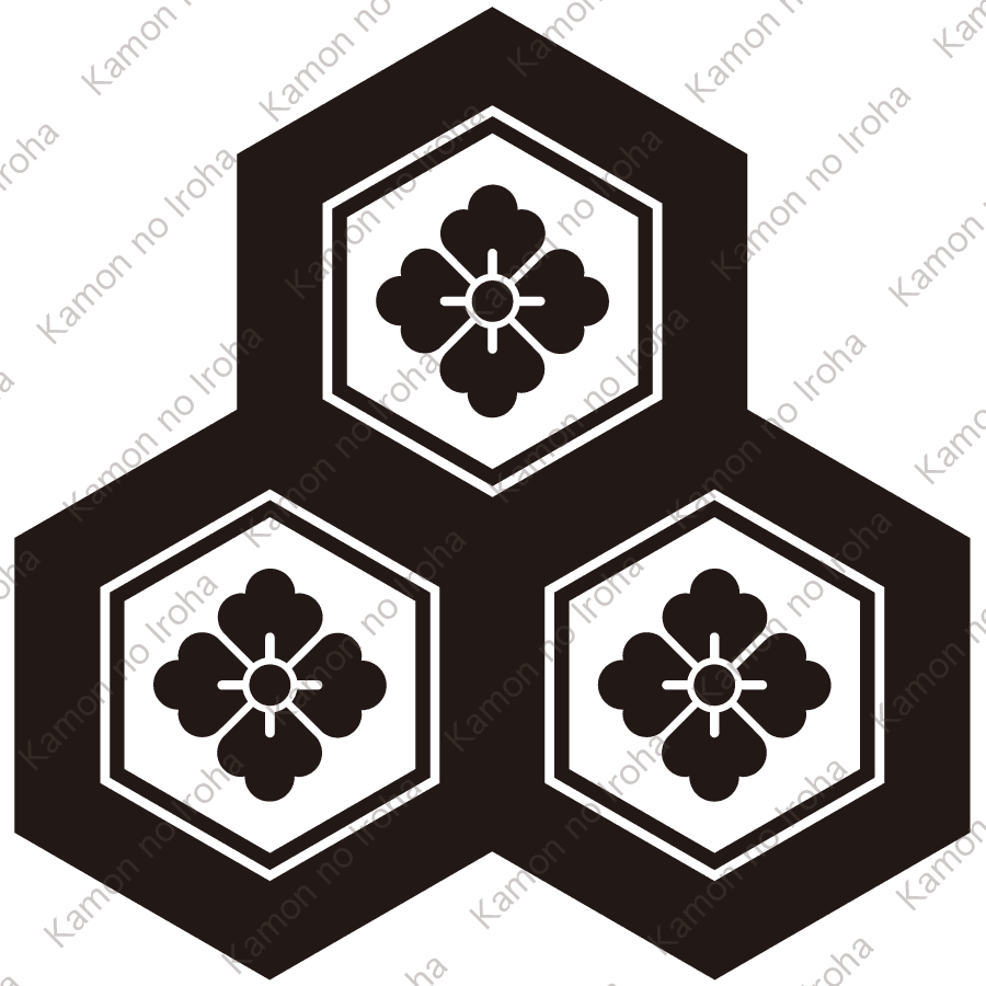 持ち合い三つ盛り亀甲に花角紋