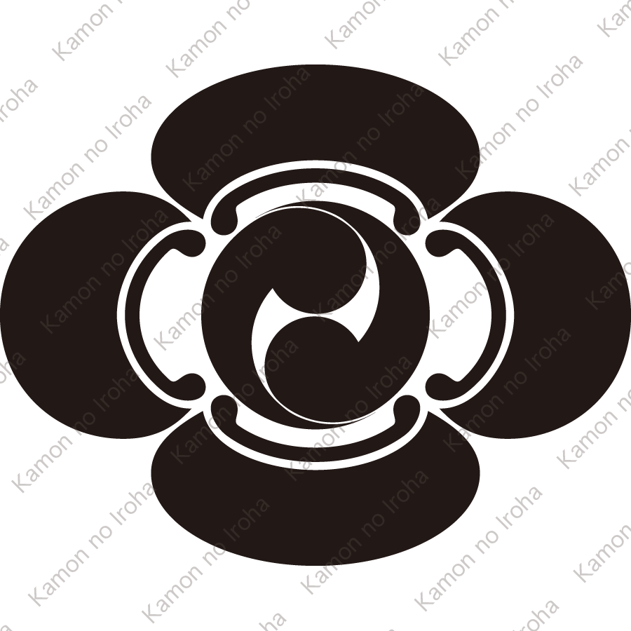 木瓜に左二つ巴紋